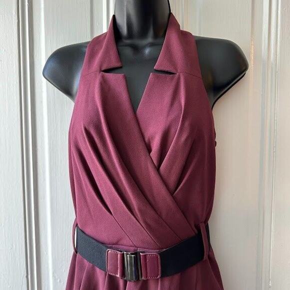 Max and Cleo Wrap Halter Dress Womens 4 A Line Belted Sleeveless V Neck NWT Y2K - Picture 2 of 8